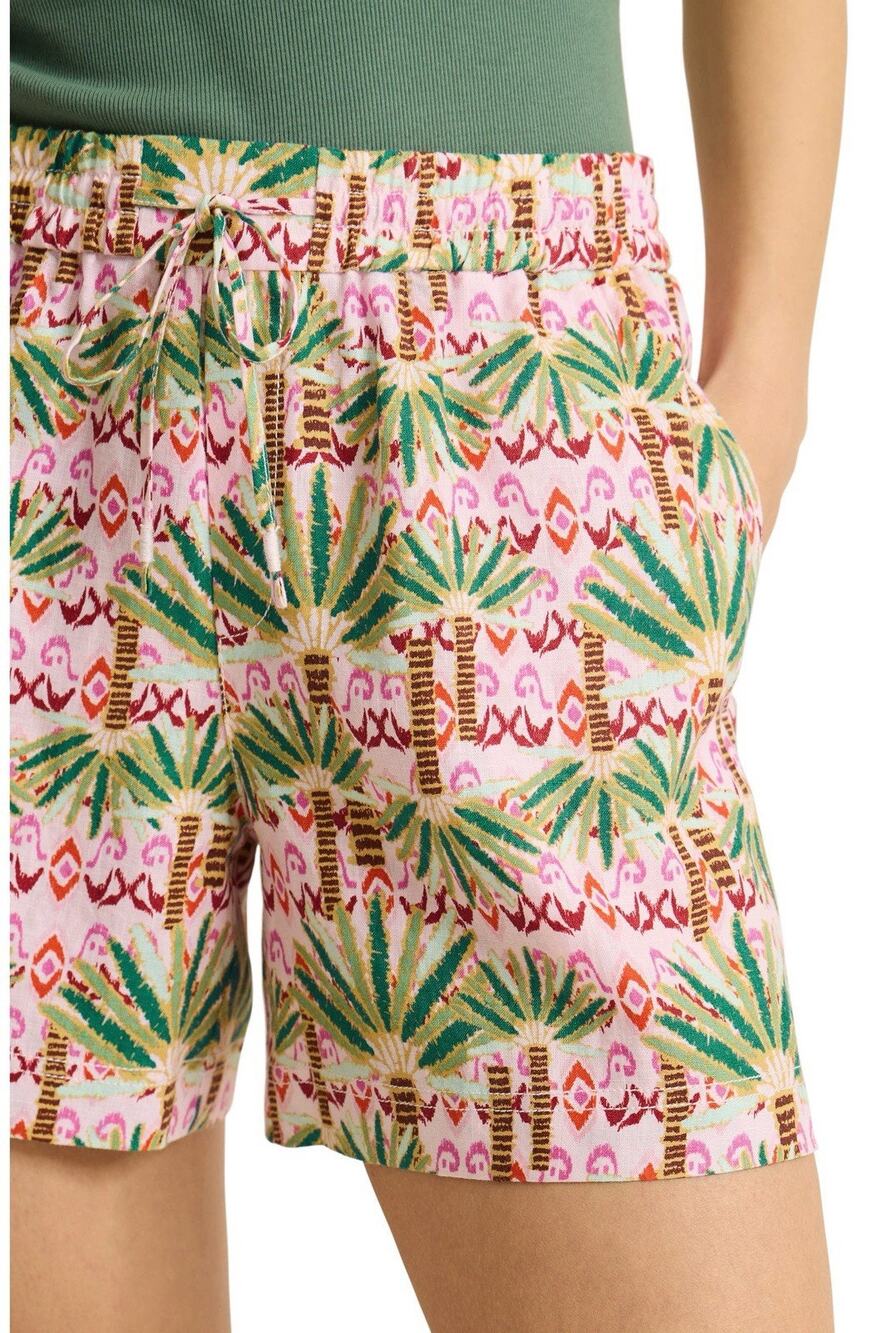 Tommy Bahama 100% Linen Palm Tree Print Pull On Shorts Women’s Medium Tropical